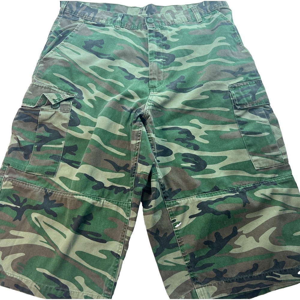 Webs Men's Cargo Shorts Size 34 Camo Green Cotton Workwear Outdoor Hiking